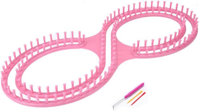 WAYION 55" Afphgan Serenity Loom Knitting Board Weave Loom Kit with Step by Step Instructions Great for The Experienced Loom Knitter(Blue/Pink) (Pink) - Image 1